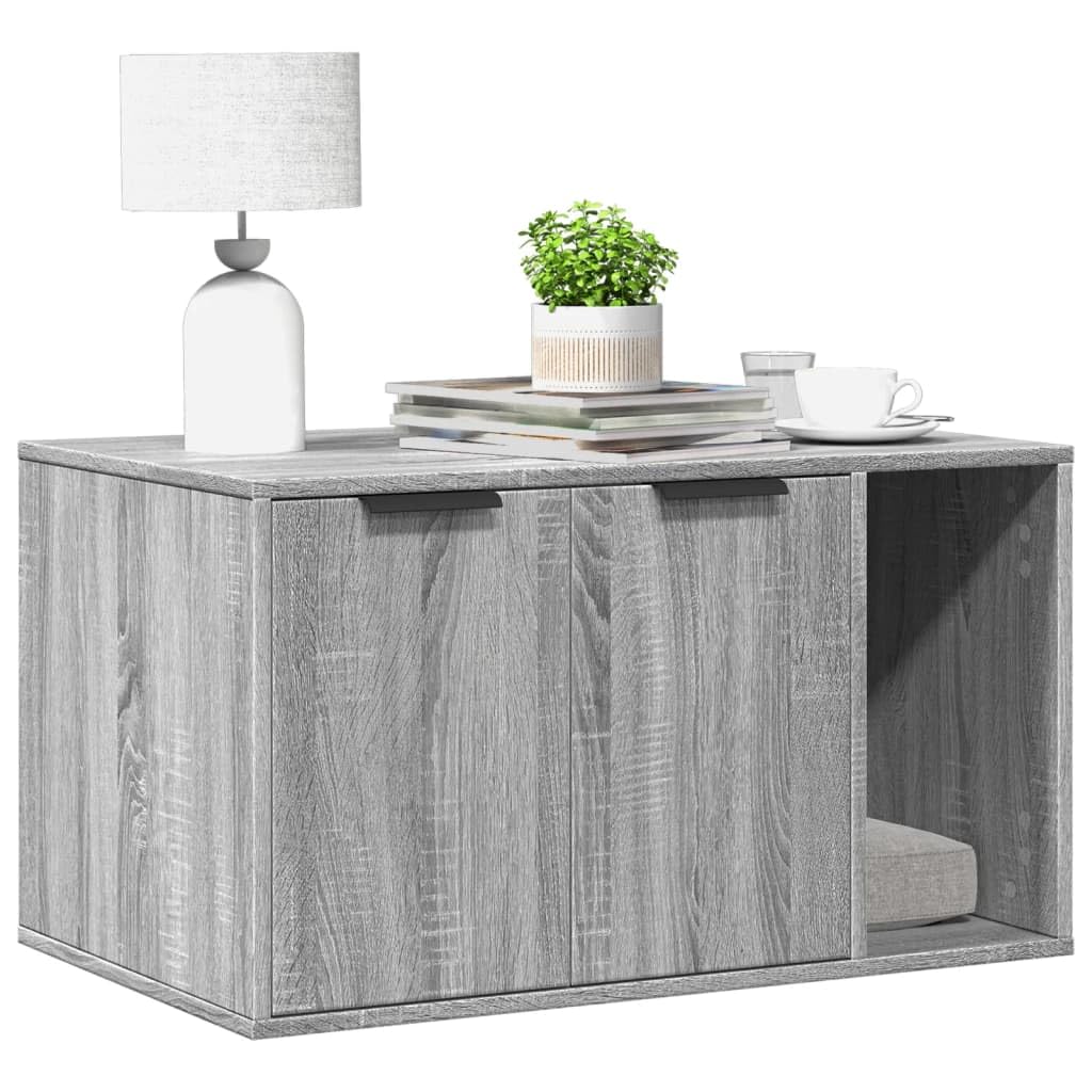 Katzenklo Grau Sonoma Holzwerkstoff 80x50x45 cm Katzenmöbel mit Verstecktem Design und Vielseitiger Nutzung als Beistelltisch stabil kompakt platzsparend für Katzenzubehör und Krallenpflege