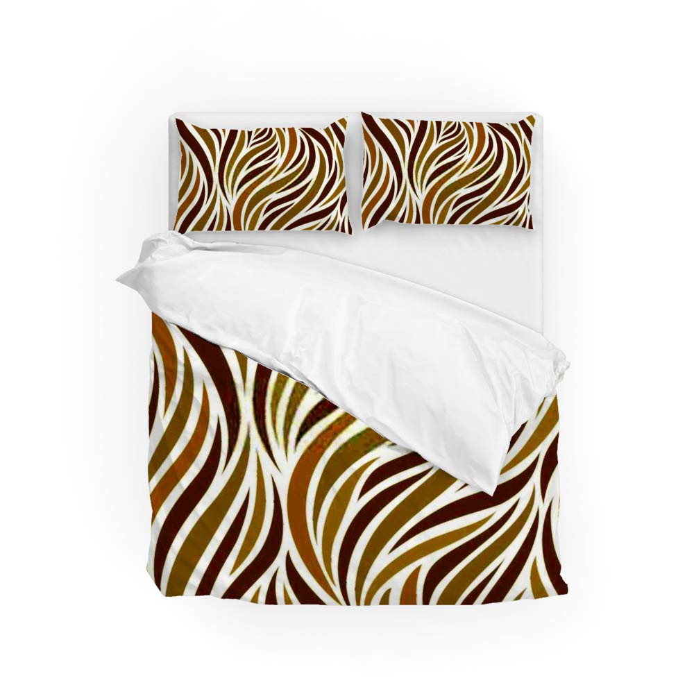Parure de lit avec housse de couette 3 pièces motif beige literie durable et facile à laver