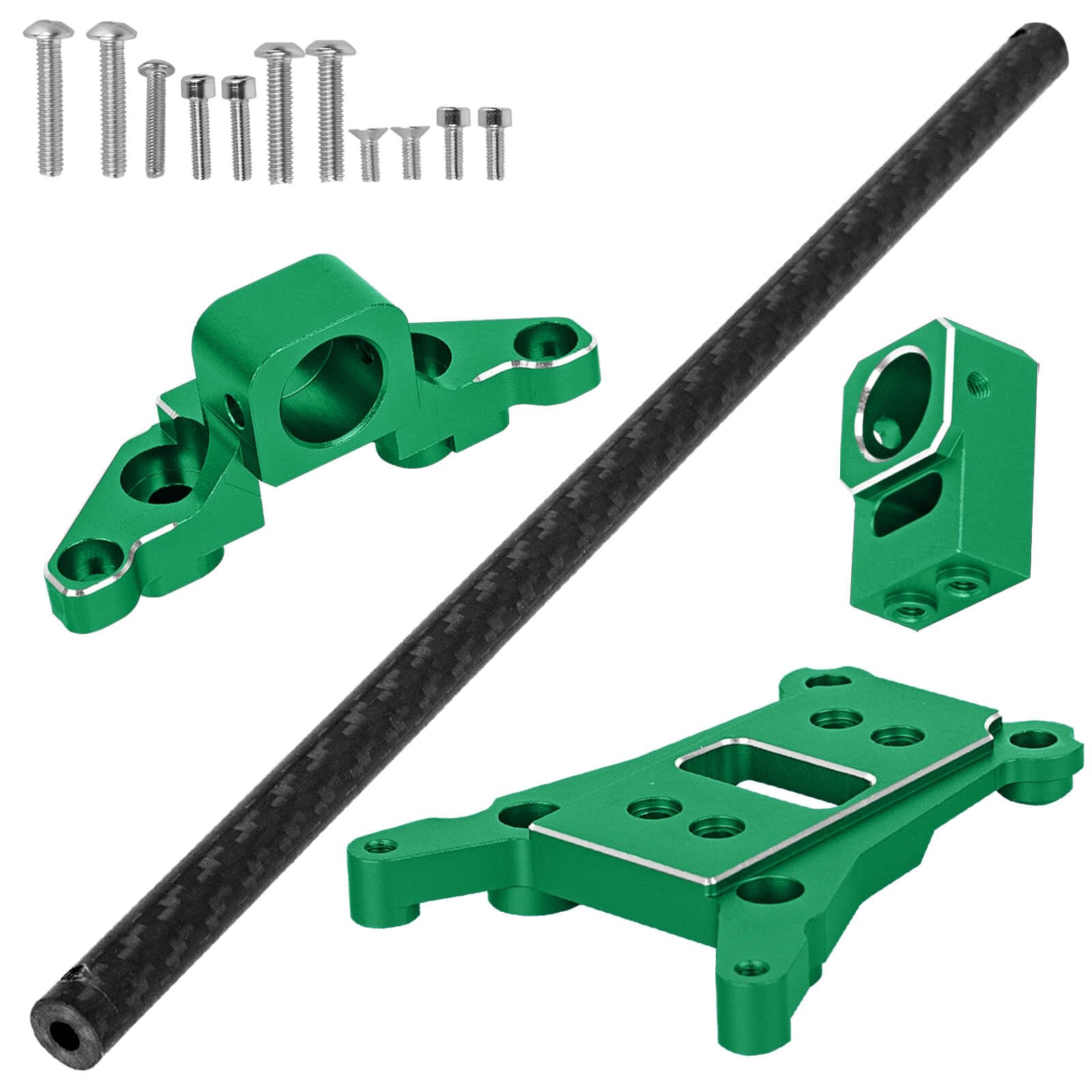 BRCatWPark Carbon Fibre Chassis Brace Upgrades Part for 1/10 Rustler 4WD (VXL) Slash 4X4 (VXL),RC Aluminum Chassis Brace Kit Hops Up, Replace Part#6730,Green