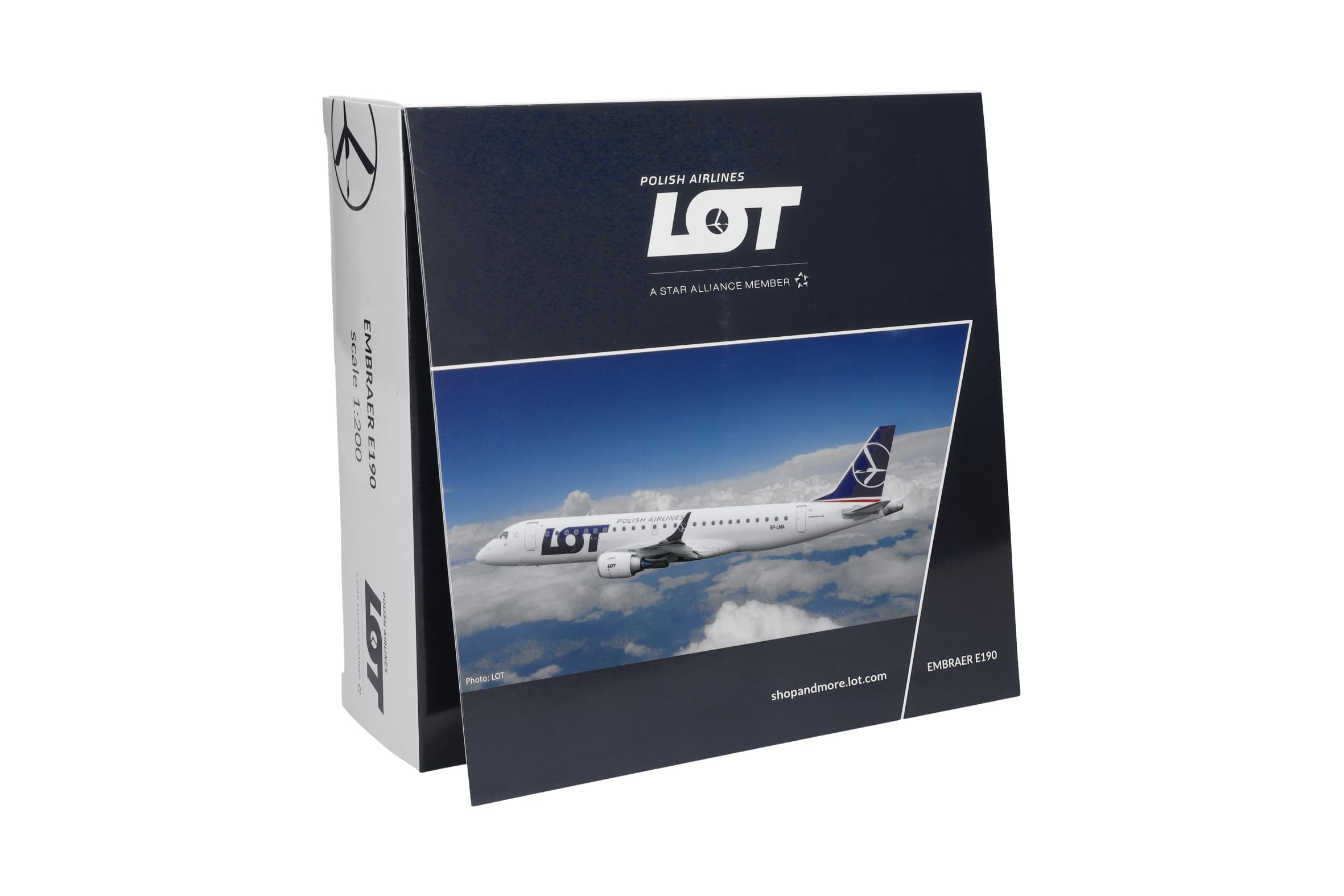 Herpa model samolotu LOT Polish Airlines Embraer E190, miniatura w skali 1:200, model kolekcjonerski z podstawką, tworzywo sztuczne