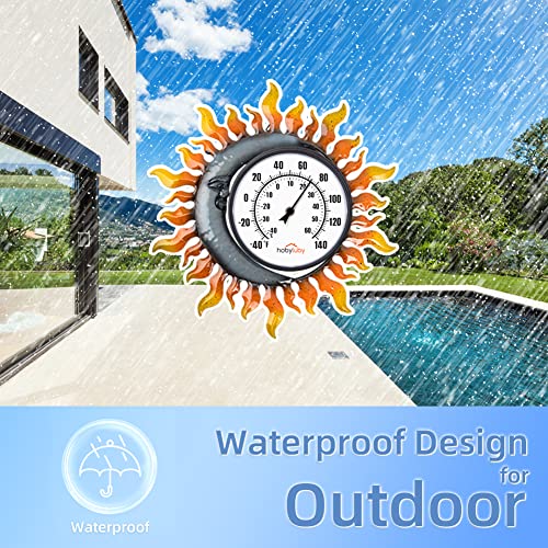 Vewogarden Indoor Outdoor Thermometer, No Batteries Required Sun And Moon Decorative Waterproof Wall Thermometer With Large Numbers For Patio, Home, Room #TOP6