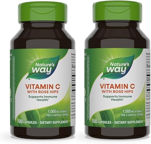 Nature's Way Vitamina C con rosa HIPS, potente antioxidante y soporte para la función inmune de la vitamina C*, promueve el colágeno para una piel