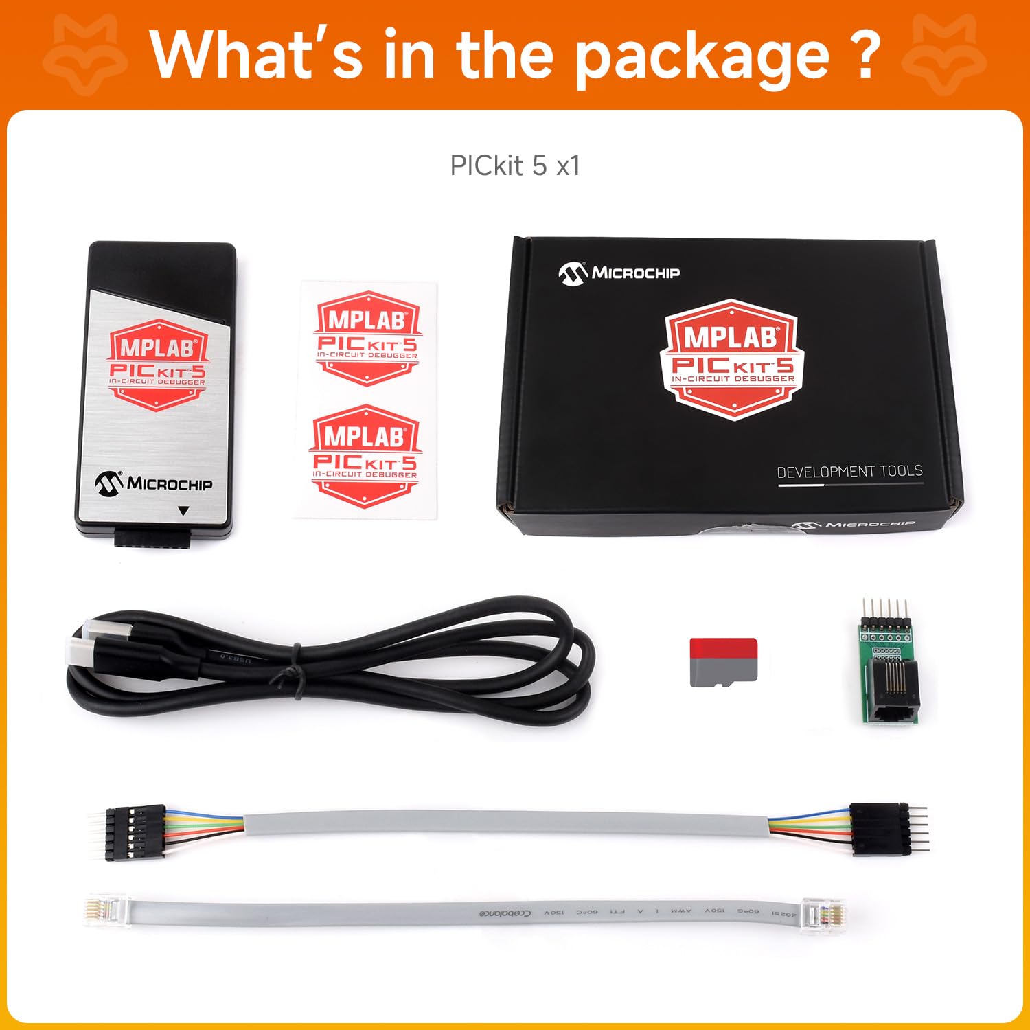 LUCKFOX PICkit 5 Debugger Programmer, Programmer-to-Go with TF Card, Type-C Port, Supports MPLAB X IDE v6.10, Compatible with Windows/macOS/Linux Systems
