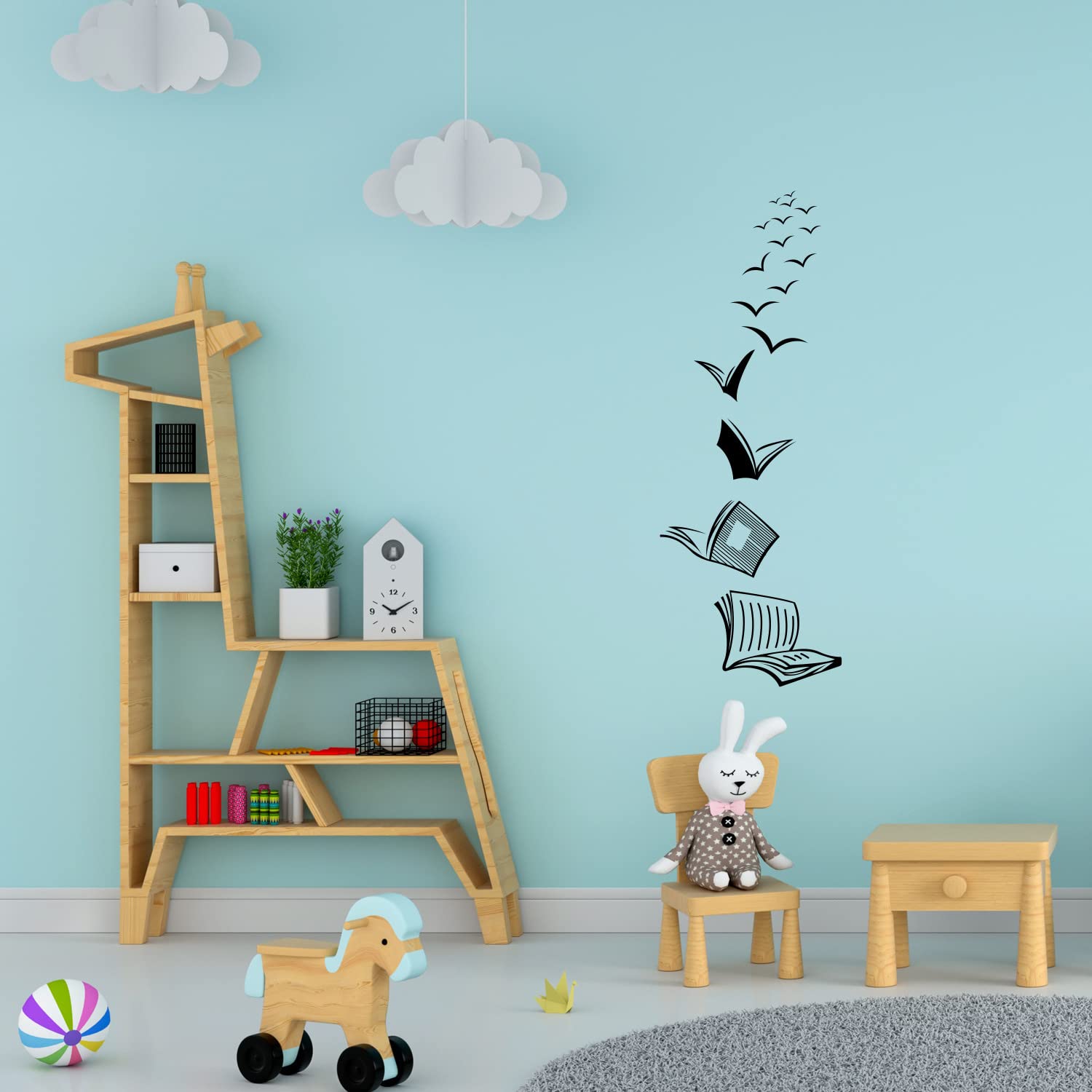 ADECNS Open Book Reading Wall Stickers Decal Viny Art Living Room Bedroom Decoration Sticker