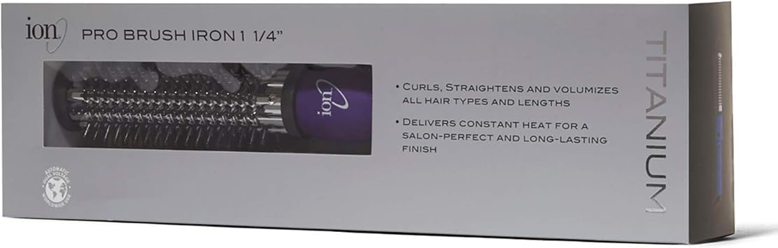 ion Titanium Pro Brush Iron, 11/4 Inch, Heats up to 400F, Curls, Straightens, Volumizes, Adds Lift, All Hair Types