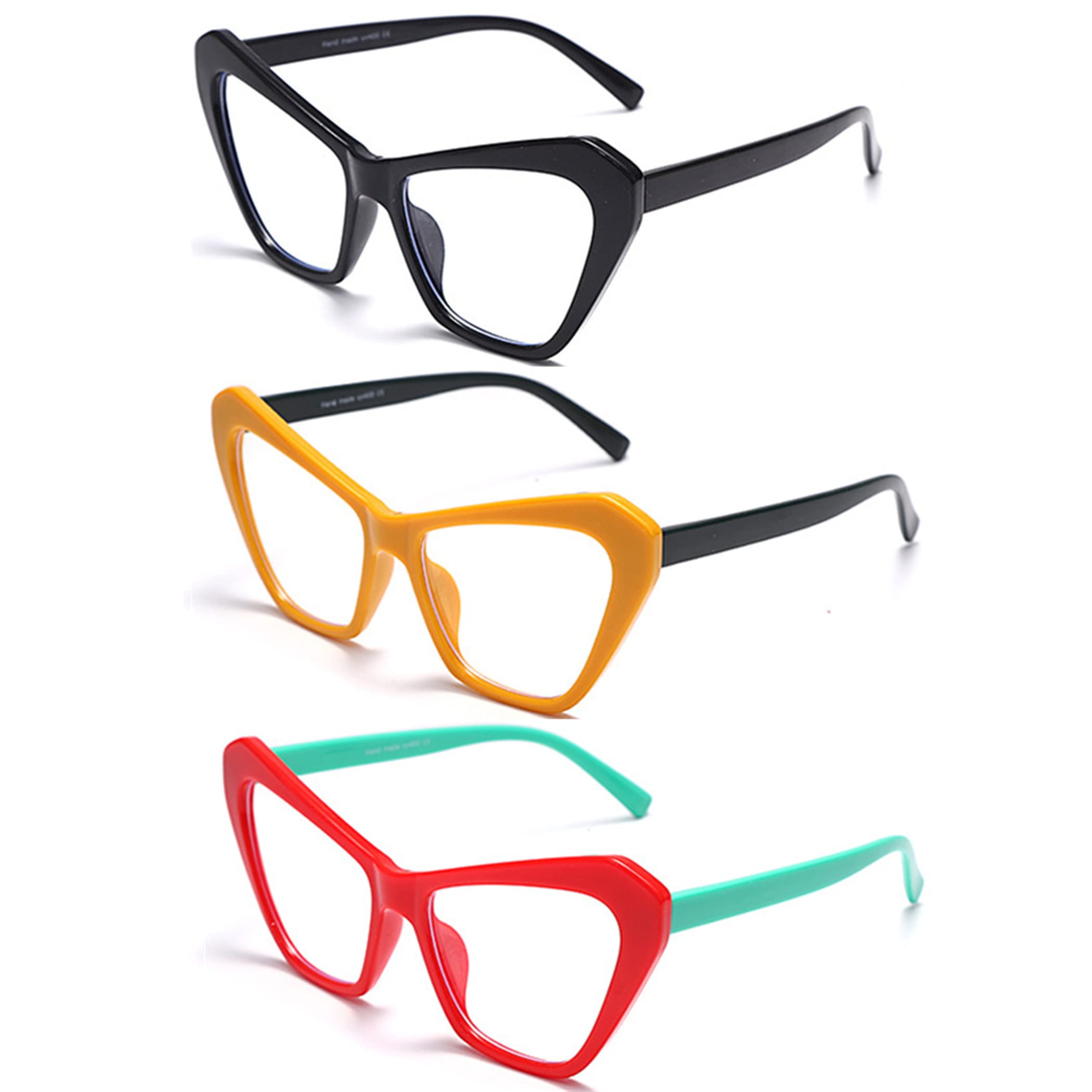 bullabulling 3 pack Oversized Reading Glasses for Women,Trendy Cat eye Blue Light Computer Reader