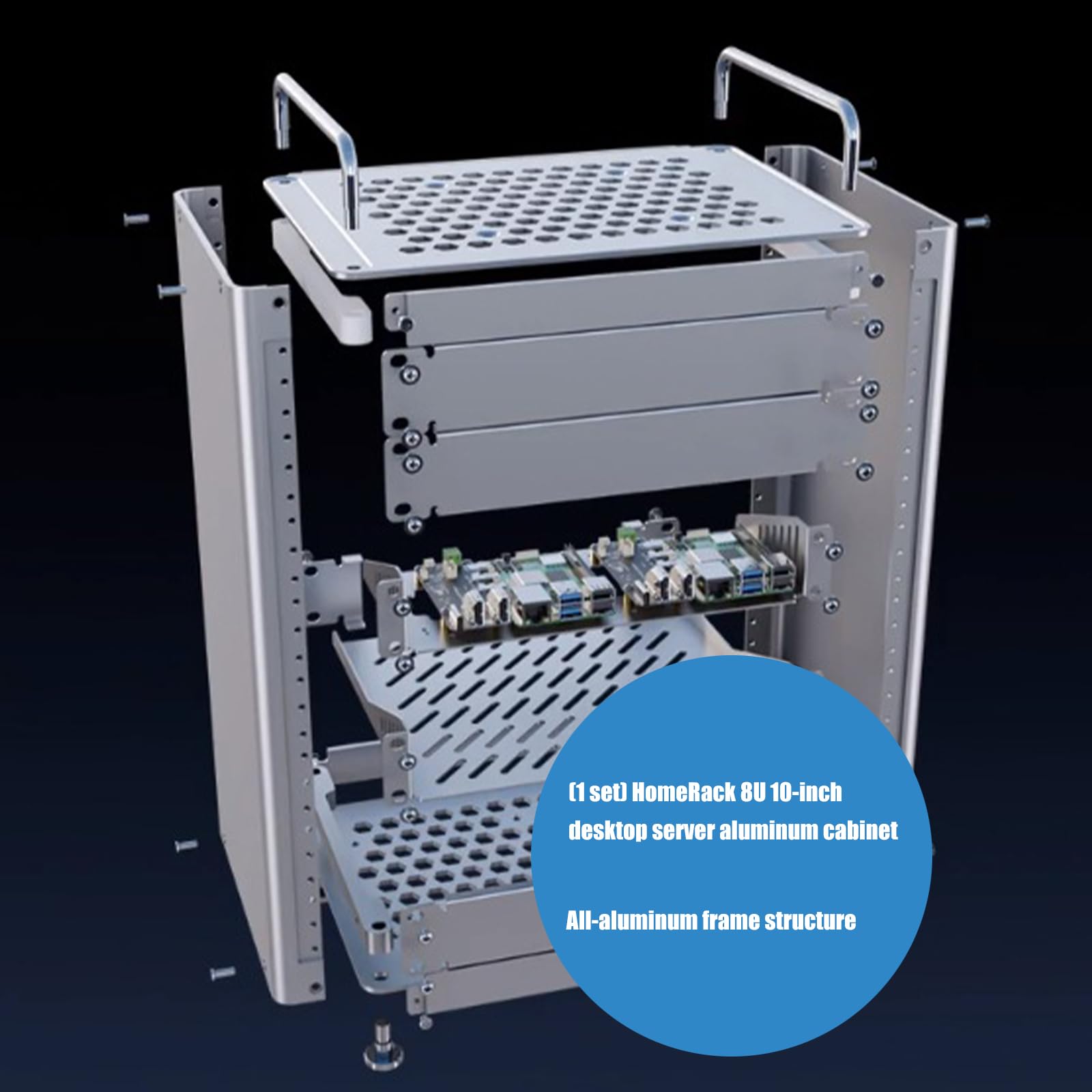 8U 10 pollici in alluminio server rack per dispositivi di rete e dispositivi AV con pannello frontale facilmente accessibile per desktop server rack
