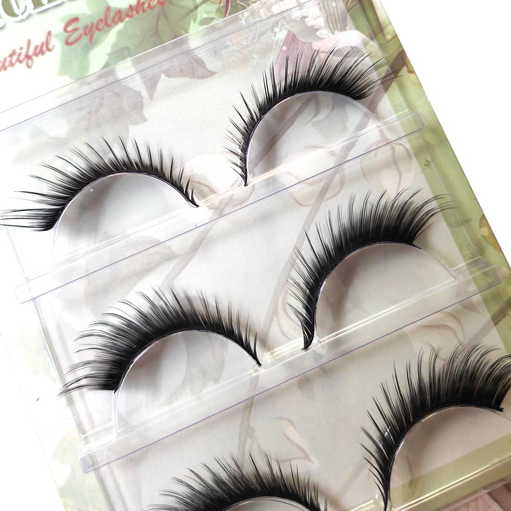 3 Pairs Fox Eye False Eyelashes Wispy Eye Lashes Extension Cat Eye Lashes Winged End Eyelash Natural Long