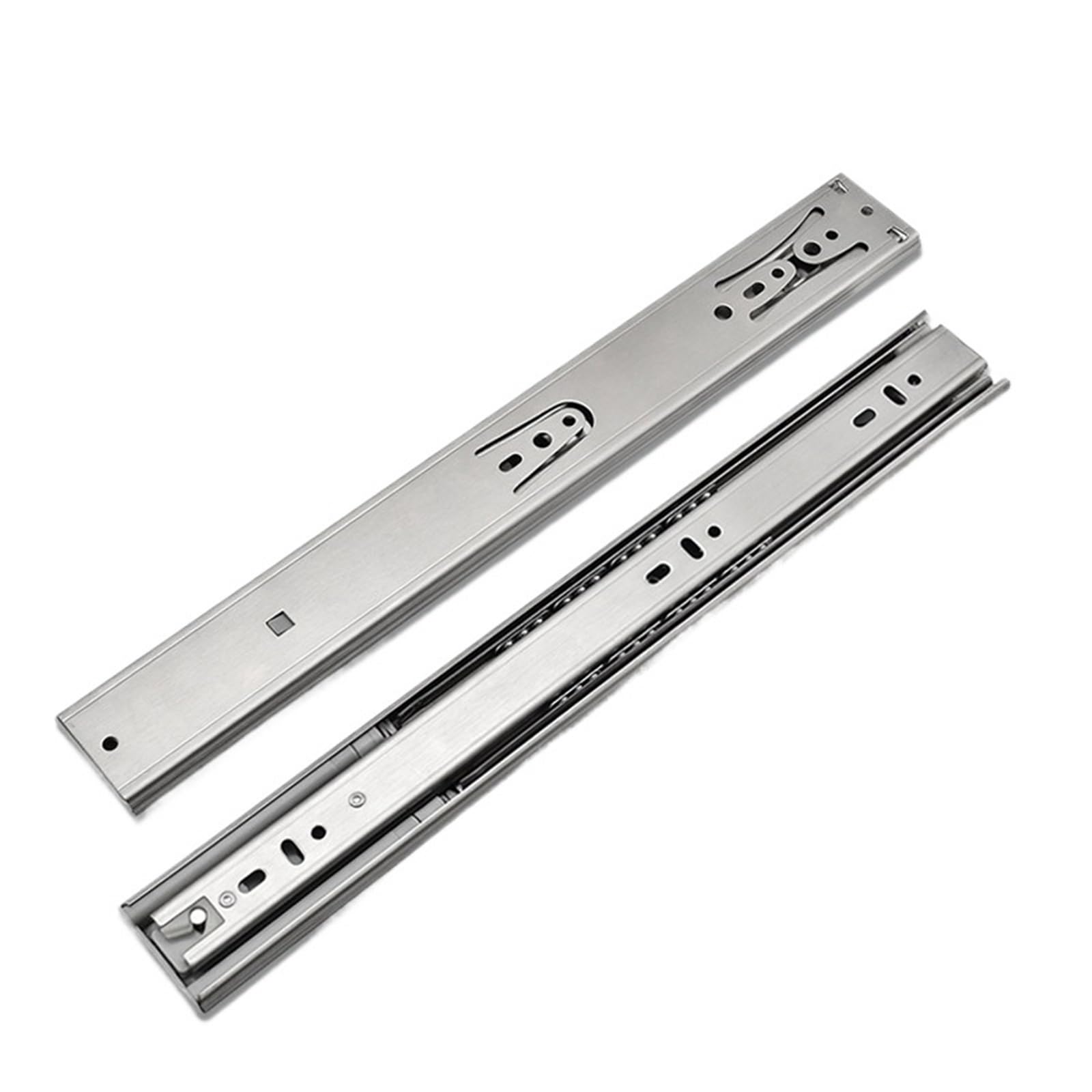 Ppqiru One Color 4Pcs 10"-22" Stainless Steel Cabinet Slides Soft Close Three-Section Drawer Rails Buffer Damper Hardware For Cabinet Drawer(Buffer 20Inch 50Cm)