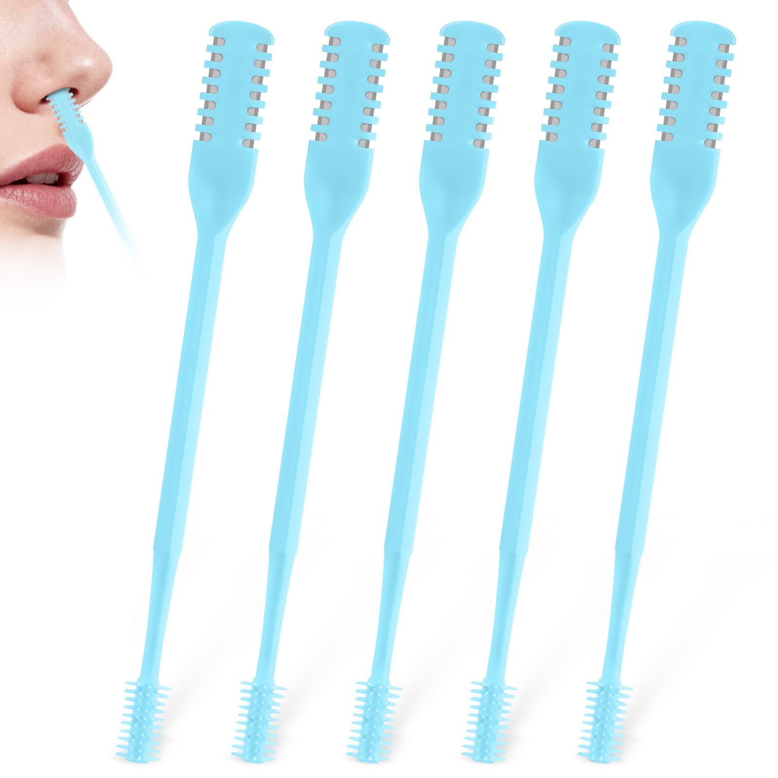 5Pcs 2-in-1 Nasal Hair Cutter Double-Sided Nose Hair Trimmer Upgrade 360 Rotating Manual Nose Trimmer Portable with Soft