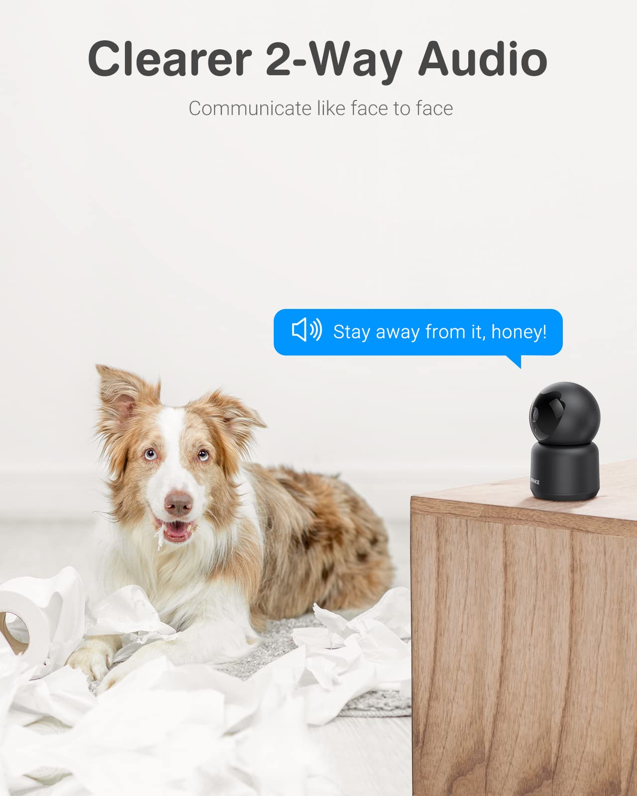 ANNKE 3MP Caméra Surveillance WiFi Intérieure 360°, Audio Bidirectionnel, Vision Nocturne IR, AI Détection de Mouvement, Partage d'appareils Accès à Distance, pour Bébé/Animal, Noir
