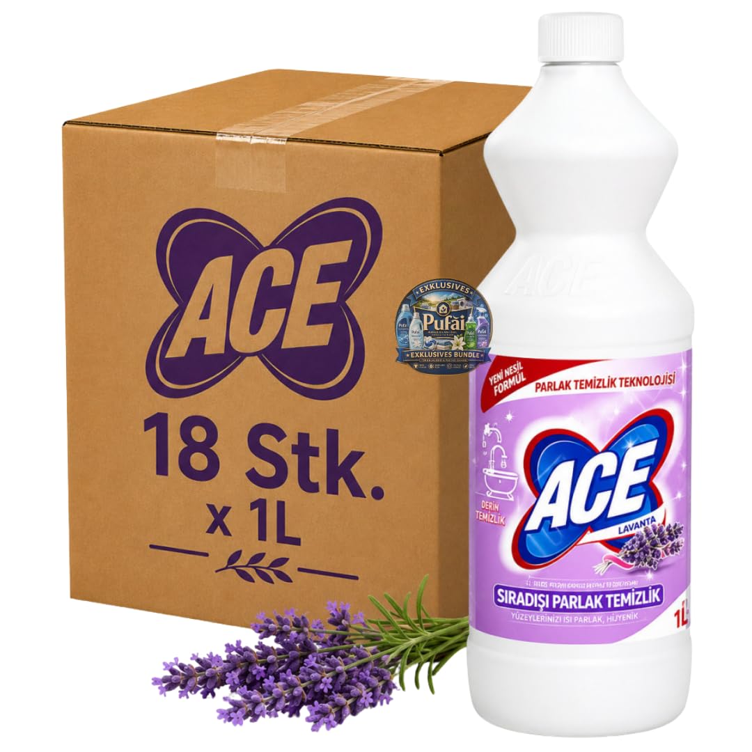 PUFAI Bundle –Lavendel Bleiche – Kraftvoller Reiniger mit Lavendelduft für Haushalt & Wäsche, 1L, 18 Stück