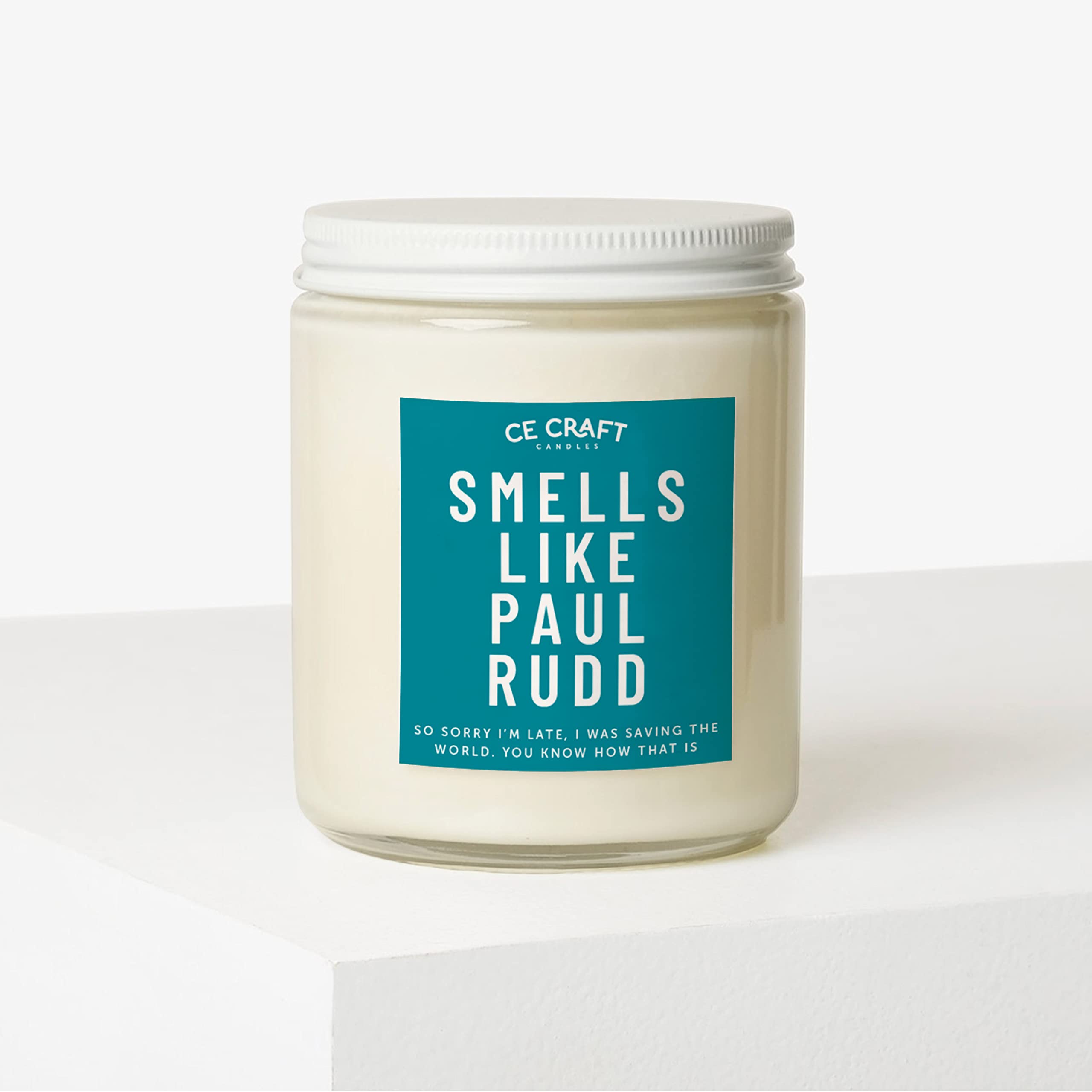 CE Craft - Smells Like Paul Rudd Scented Candle – Iced Vanilla Woods Scent – Gift for Her, Girlfriend Gift, Celebrity Prayer Candle