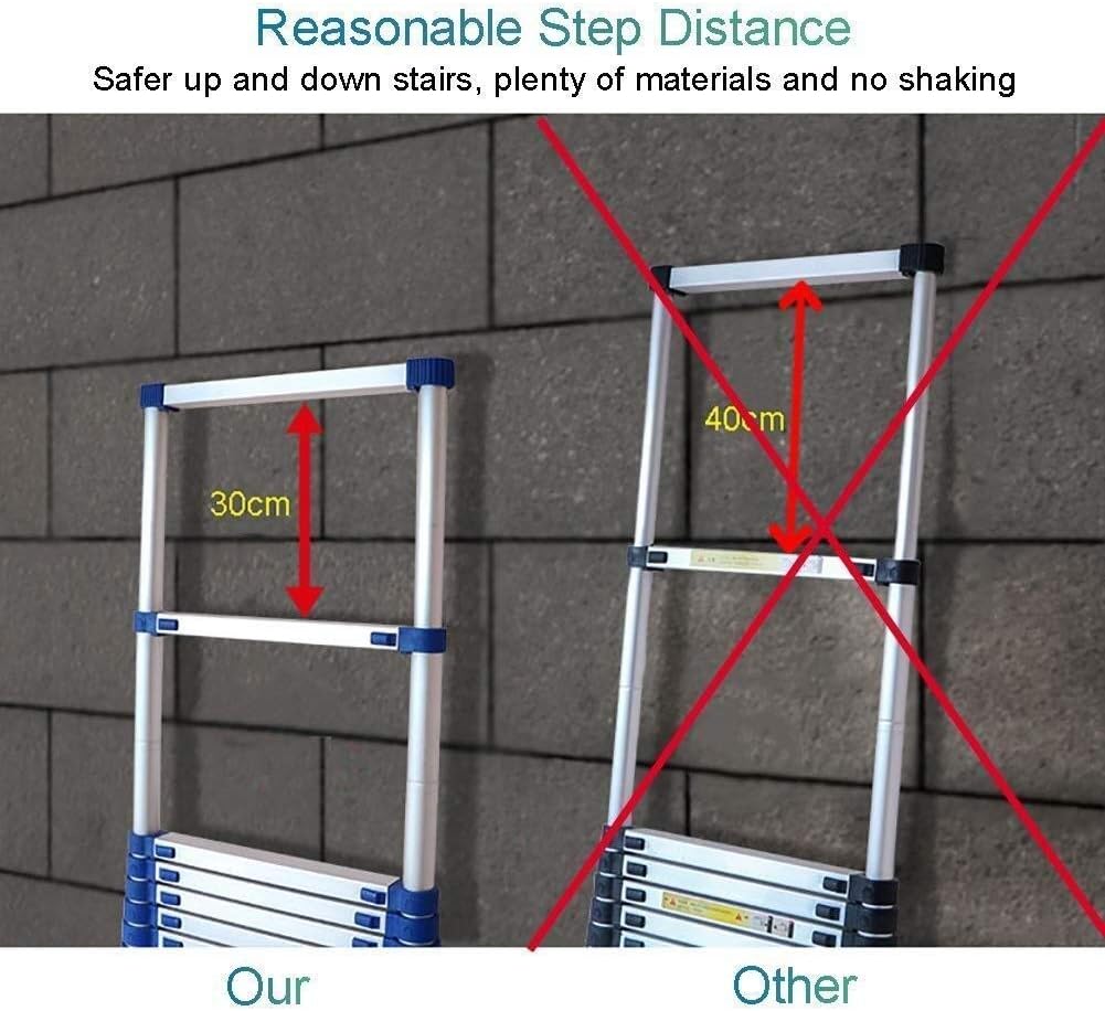 Ladders，Telescopic Ladder,Telescopic and Climbing Ladder Telescoping Extension Ladder with Hooks, Heavy Duty Aluminum Telescopic Folding Ladders for Roof Attic Office, Supports 150