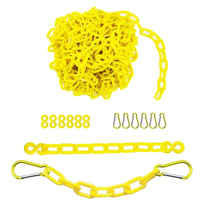 Buy Reliabe1st 26 Feet Yellow Plastic Safety Barrier Chain with 6 S