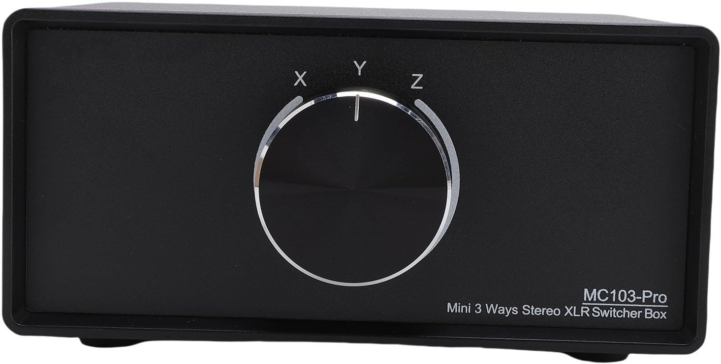 3 in 1 Out XLR Audio Switch, Passive 3 Way Stereo Selector Switcher Box with Gold Plated XLR Interface, for Multiple Music Devices and Amplifiers
