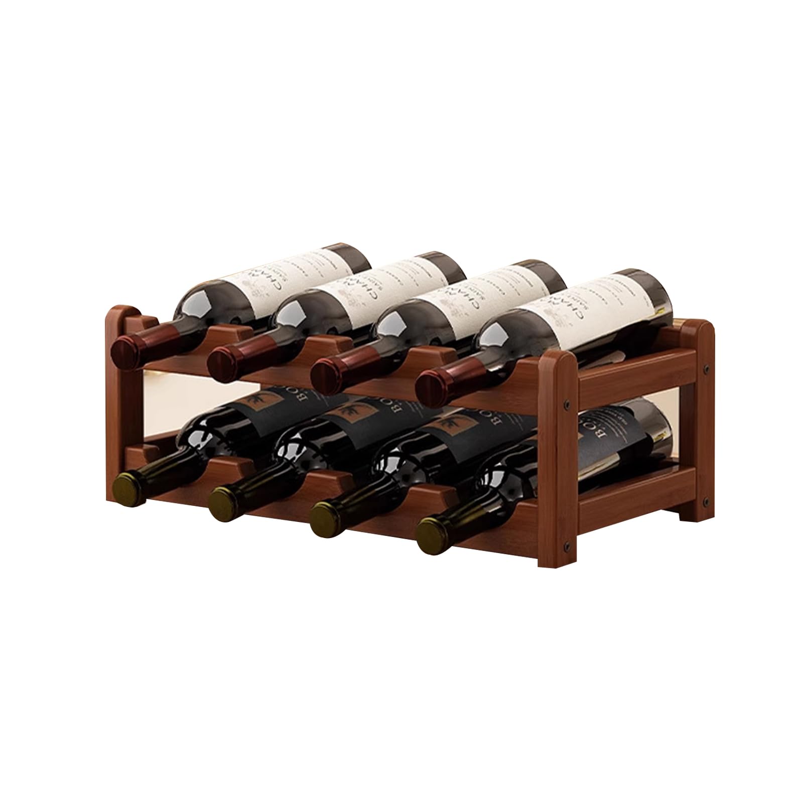 Stojak na wino, wolnostojące stojaki na wino, stojak na wino, uchwyt na blat, półka do przechowywania do szafki kuchennej, baru w jadalni,Two~tier (8 bottles)