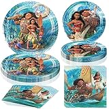 60 PCS Moana Birthday Party Supplies, Moana Tableware Set Includes 40 PCS Plates, 20 PCS Napkins for Boys Girls Birthday Party Baby Shower Decorations