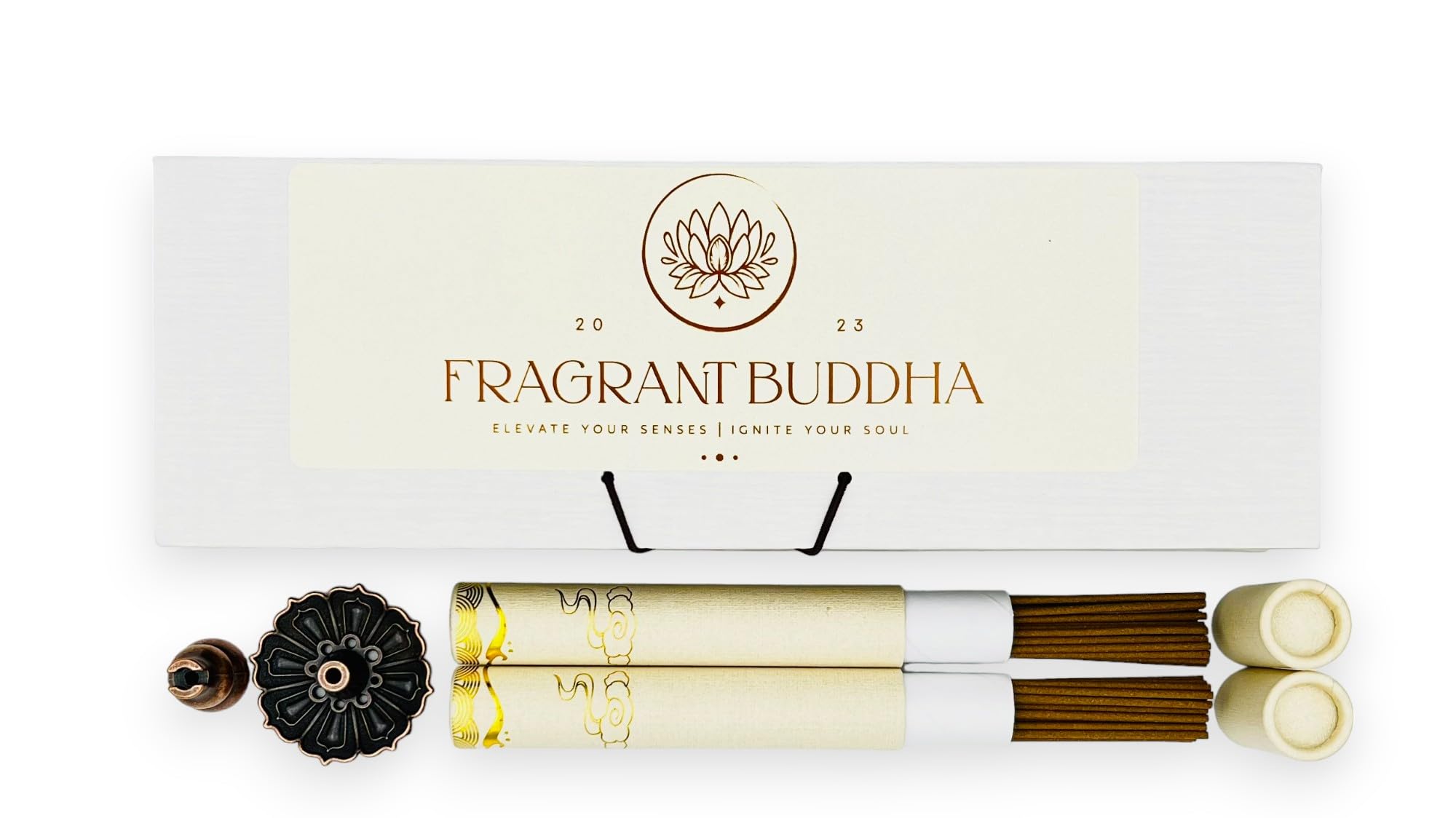 vietnamesische Adlerholz Räucherstäbchen Hoi-An mit Lotus Räucherstäbchenhalter | holziger Duft für Entspannung, Meditation & Yoga | handgefertigt in Taiwan (ca. 30 Stück, 10g)
