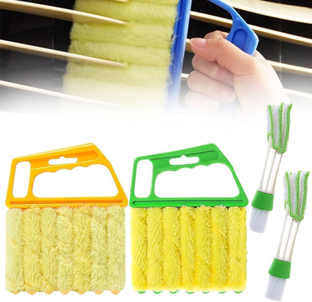 2026 New All-Purpose Washable Cleaning Brush – Blinds, AC Vents & Window Tracks, Blind Cleaner Duster Tool, 7 Fingers Dusting Cleaner Window Mini Blind Cleaner Duster Brush (4 PCS-B)