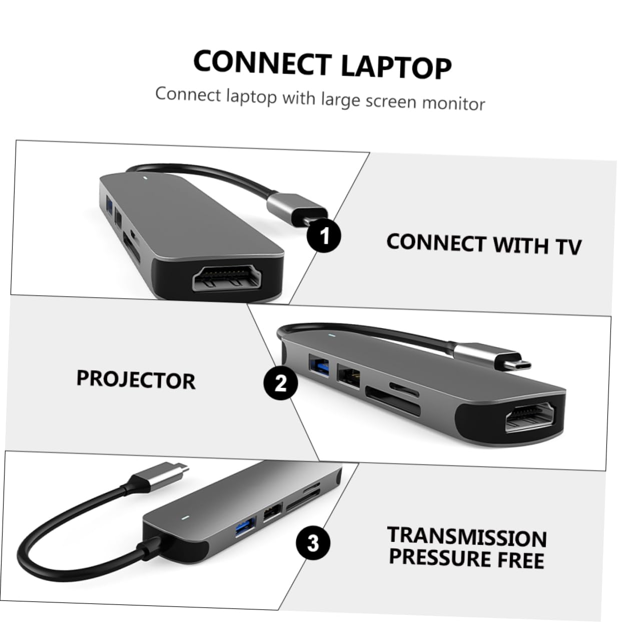 OSALADI Aluminum Alloy Usb Hub Dock Station Per Computer e Smartphone Hub Multifunzionale Type Usb Adattatore Per Monitor e Schede Compatibile Laptop e Tablet