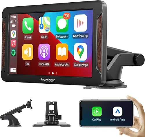 Pantalla inalámbrica portátil para Apple CarPlay de 7 pulgadas para automóviles, Android Auto, radio estéreo para automóvil con audio Bluetooth,