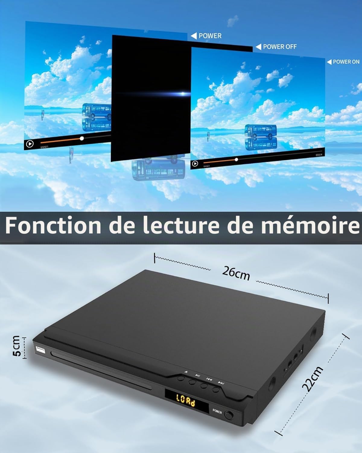 Lecteur DVD pour TV HDMI Prenant en Charge PAL/NTSC, Lecteur DVD Multizone, Entrée USB, Câbles HDMI et AV,Lecteurs DVDs Domestique Noir