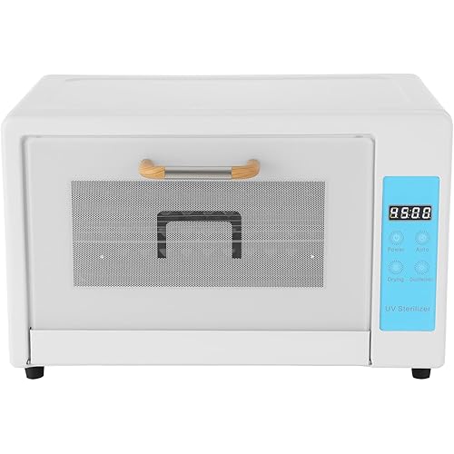 24L Multifunctional Nail Tool Cleaning Machine, Nail Tool Drying Box with 167℉ Hot Air, Adjustable Tiers, LED Display, For Hair, Salon, Spa, Nail, Salon (Blue)