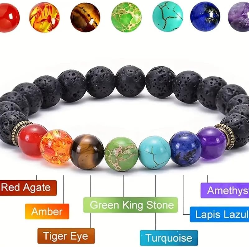 Miniatura 7 de YANCHUN Pulsera Arus 7 Chakras Original, Pulsera de piedra curativa para mujer, 7 chakras Reiki, cristales curativos, pulsera de piedras preciosas
