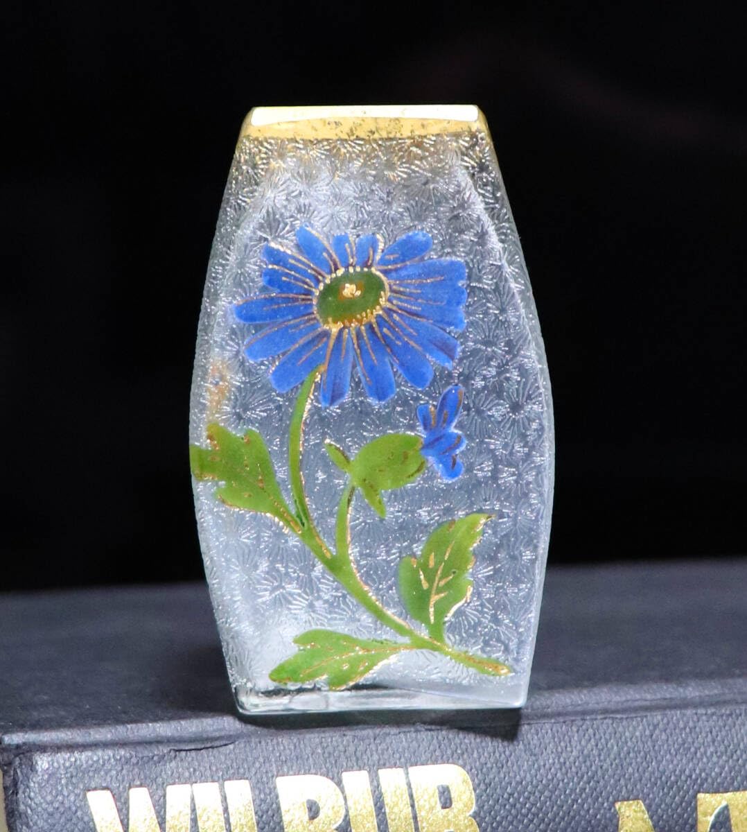 オールド・バカラ 最高級 1900年 金彩エナメルレア型ミニチュール 花柄 