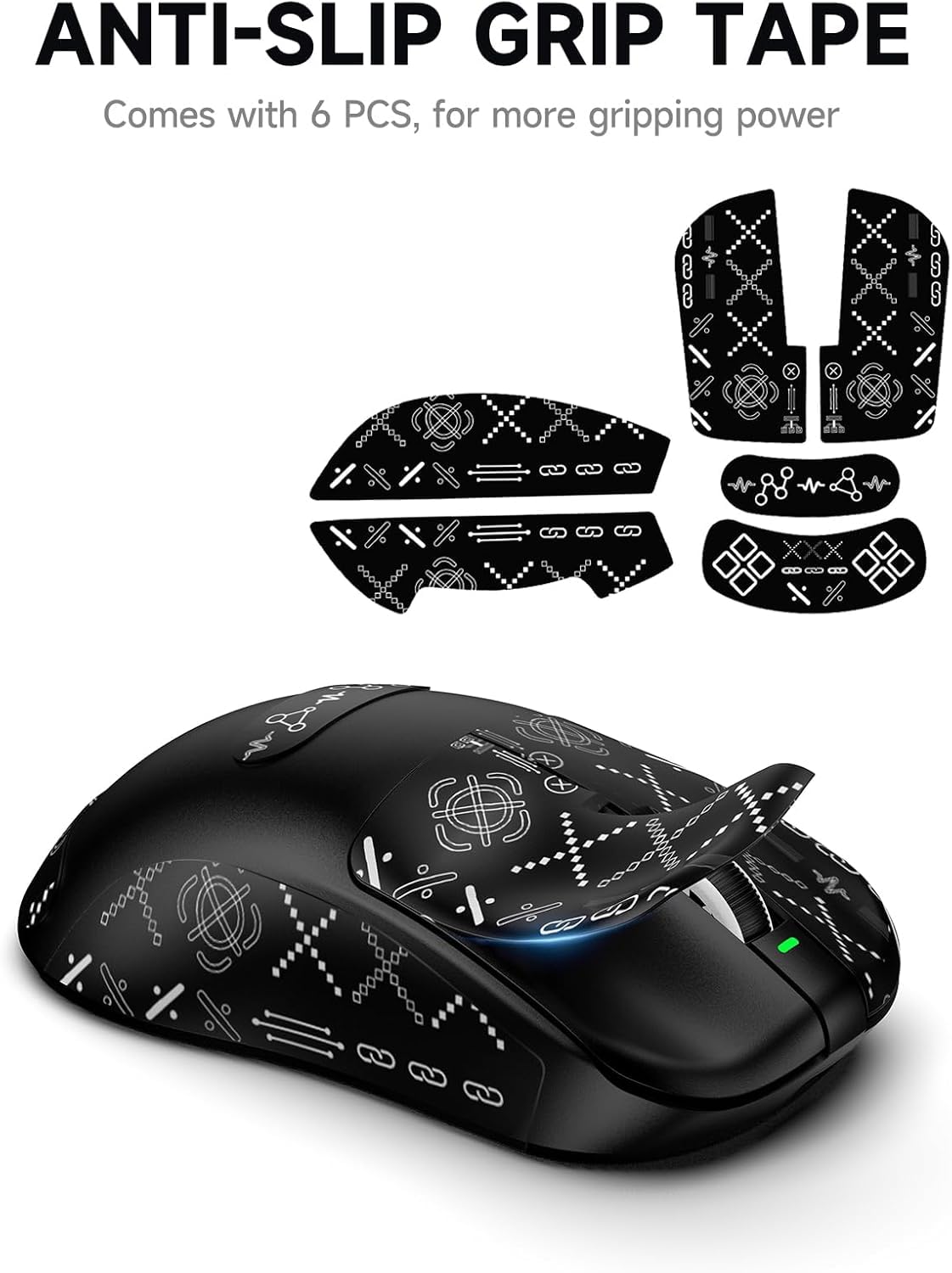 VGN Ratón inalámbrico para juegos F1, 26.000 DPI, alta precisión, 55 g, ligero, tasa de sondeo 4K, duración de la batería de 200 horas, 6 botones programables, carga USB-C, para PC/Mac/portátil, negro