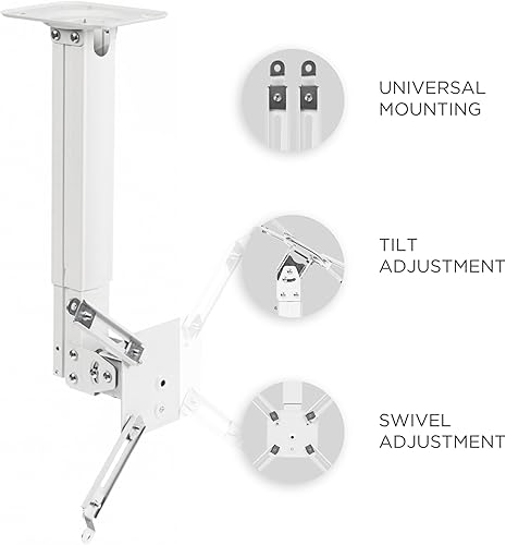 Miniatura 4 de ONKRON Soporte para proyector de techo y pared para proyectores de hasta 22 libras, altura ajustable, montaje de techo para proyector con giratorio,