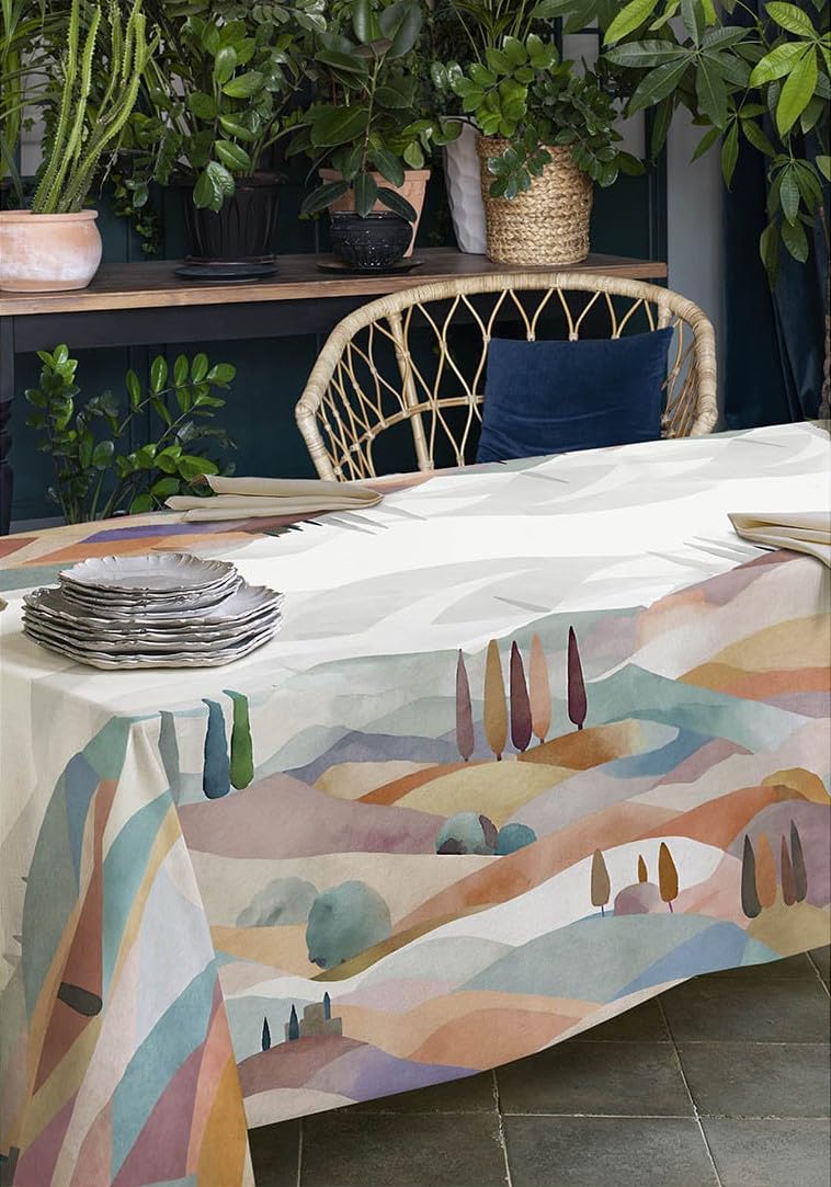 Tessitura Randi 1931 Tovaglia da tavola 12 posti, senza tovaglioli, realizzata in panama di cotone 100% con stampa digitale ad alta definizione misura 150x270 cm art. Toscana