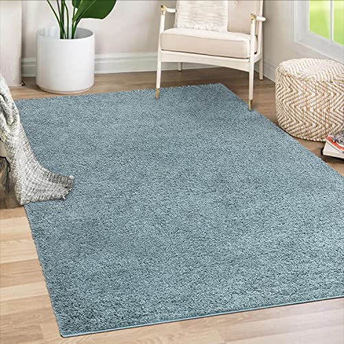 payé Teppich Wohnzimmer Hochflor Shaggy - 120x170cm - Türkis Einfarbig...