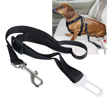 Dog Travel Accessories, Vehicle Seatbelt Harness Adjustable Dog Car Auto Seat Belt Safety Leash (Black)