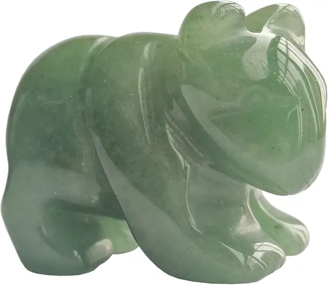 Natural Green Aventurine Bear Figurine - Motherhood Crystal Healing Stone Statue