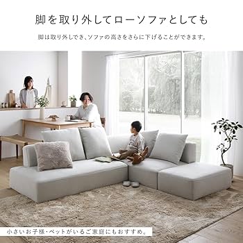 Amazon｜RASIK カウチソファー 2人掛け 単品 スチール脚