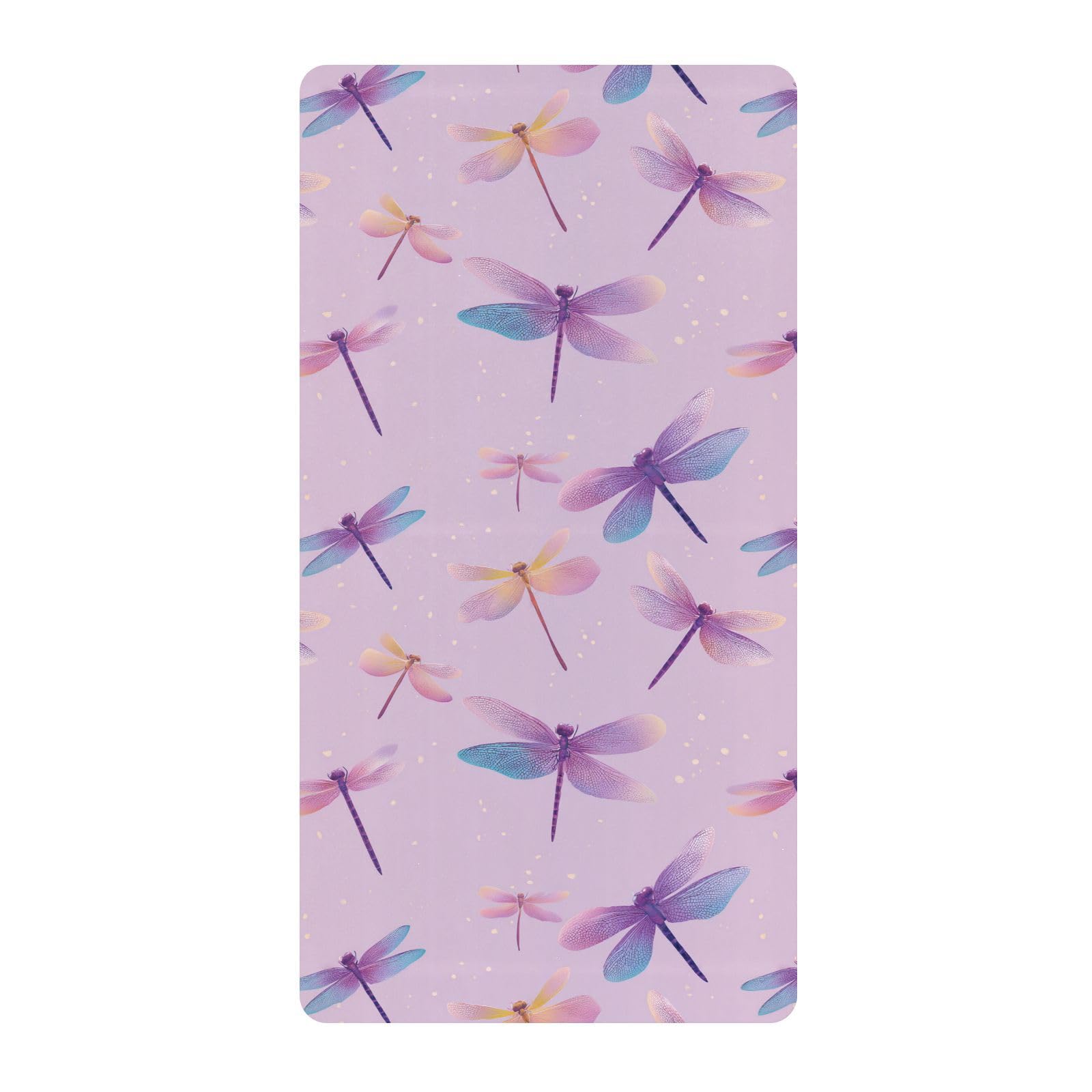 Dragonfly Fantasy pastelowe fioletowe prześcieradła do łóżeczka dziecięcego bawełniane prześcieradło dla niemowląt miękka wygodna poszewka na pościel dla malucha do pokoju dziecięcego, 1 opakowanie