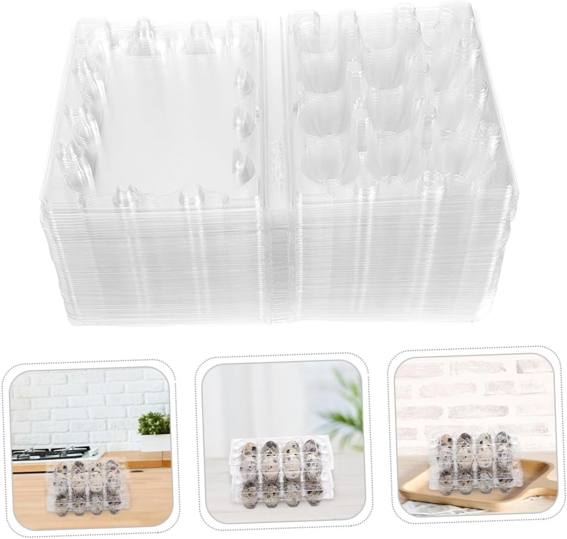 Zerodeko 70pcs Quail Egg Cartons Plastic Egg Rack with 12-grid Holder for Refrigerator and Kitchen Storage
