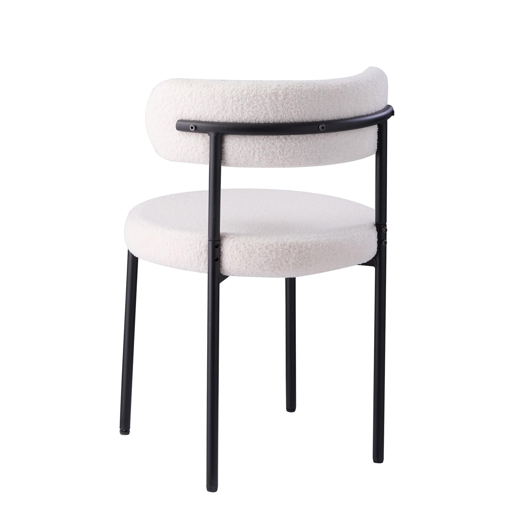 Pack de 4 Sillas de Comedor, Sillas de Cocina Modernas con Patas Metálicas y Respaldo Curvo, Sillas Redondas Tapizadas para Comedor, Cocina y Salón (Blanco)