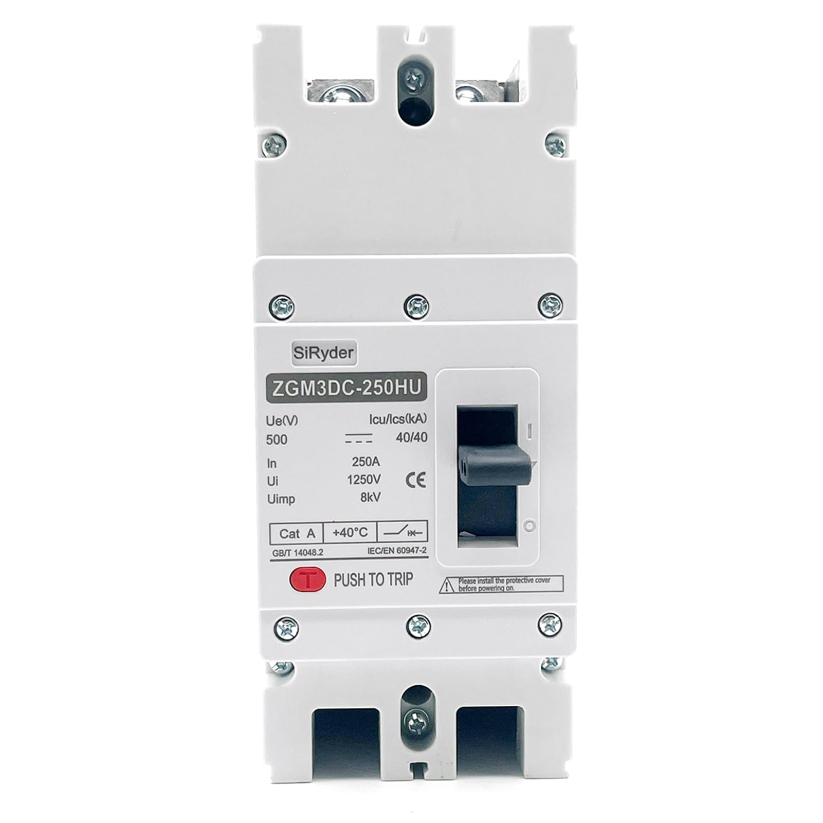 Disyuntor MCCB,2P Disyuntor de Caja Moldeada Interruptor Fotovoltaico 2P 500V 250A MCCB - Disyuntor de Circuito de CC Adecuado Para Sistemas Fotovoltaicos