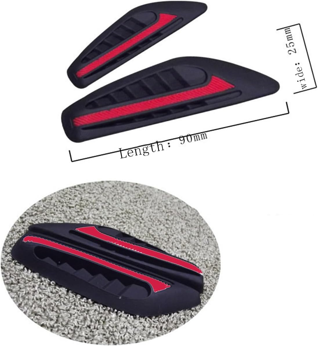Unifizz 4pcs Car Door Edge Reflective Stickers Protection Guard Strips Universal Car Truck SUV Anti-Collision Sticker Decal Black Red Car Side Door Edge Guards Protector Carbon Fiber Pattern