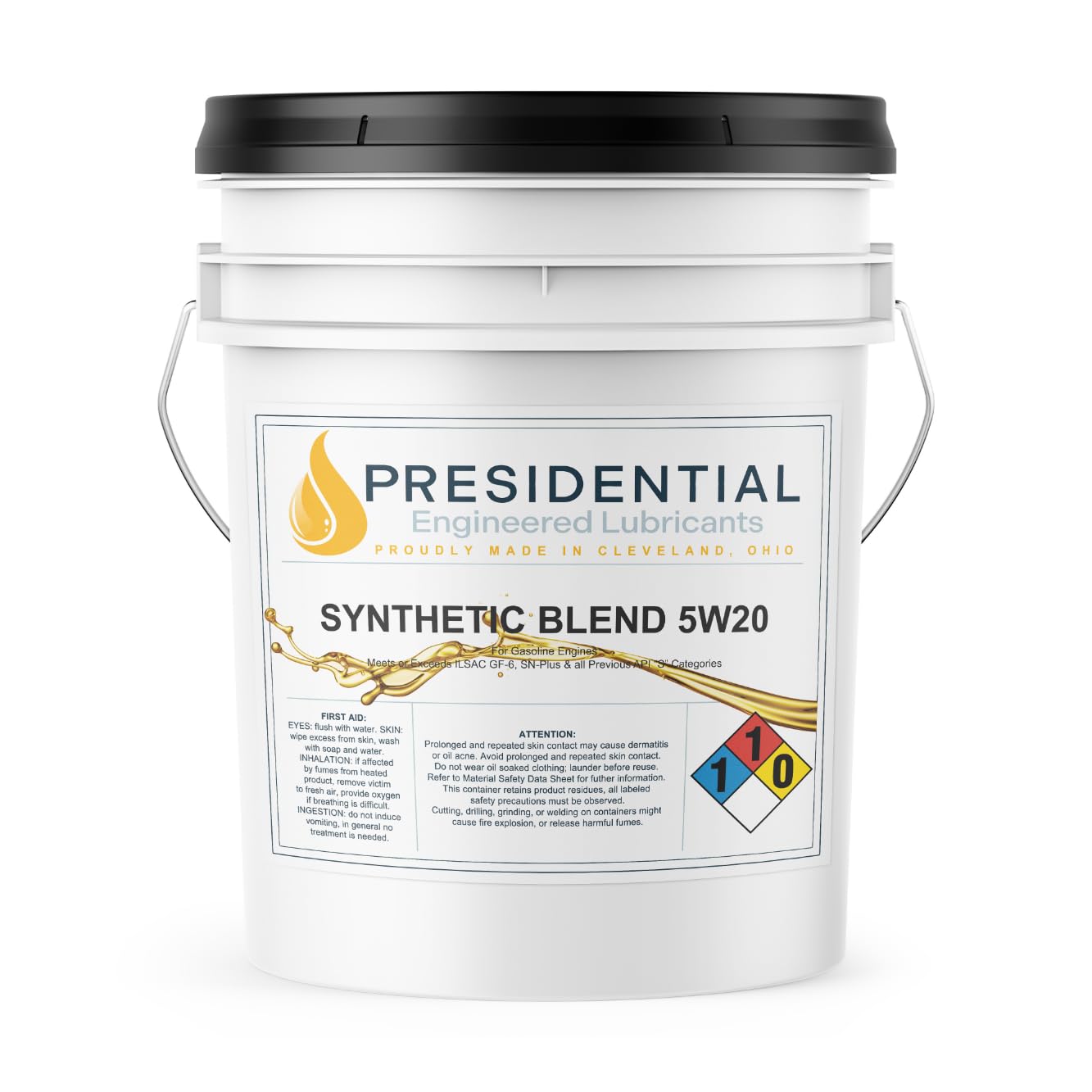 Presidential Synthetic Blend 5W20 – Premium Motor Oil for Gasoline Engine Performance & Protection - Increased Fuel Economy - Made in USA (5 Gallon)