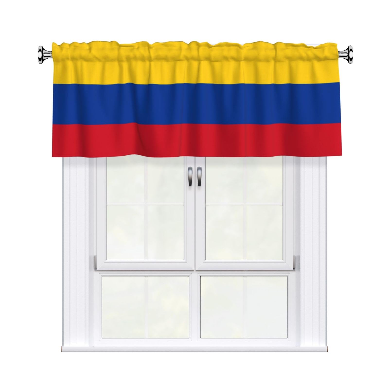 WHJSHOP Flag of Colombia Prints Curtain Valance 54x18in - Peach Skin Kitchen Window Layer, Filtered Light & Quick-Install Rod Pocket Cover