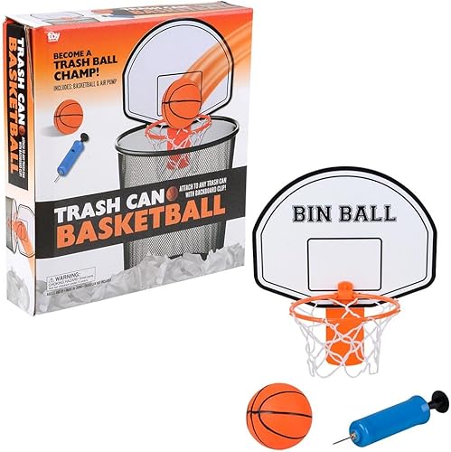 Juego de basurero de baloncesto – Incluye aro, baloncesto y bomba de mano con pasador – Tablero fácil de fijar – Ideal para oficinas y dormitorios