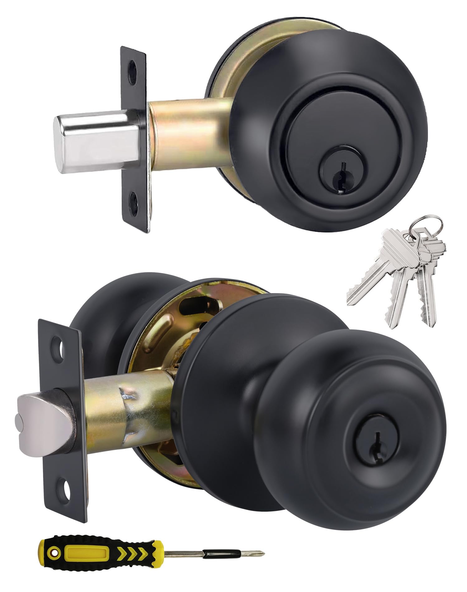 Keyed Alike Door Knobs & Deadbolt Set - Satin Nickel -10