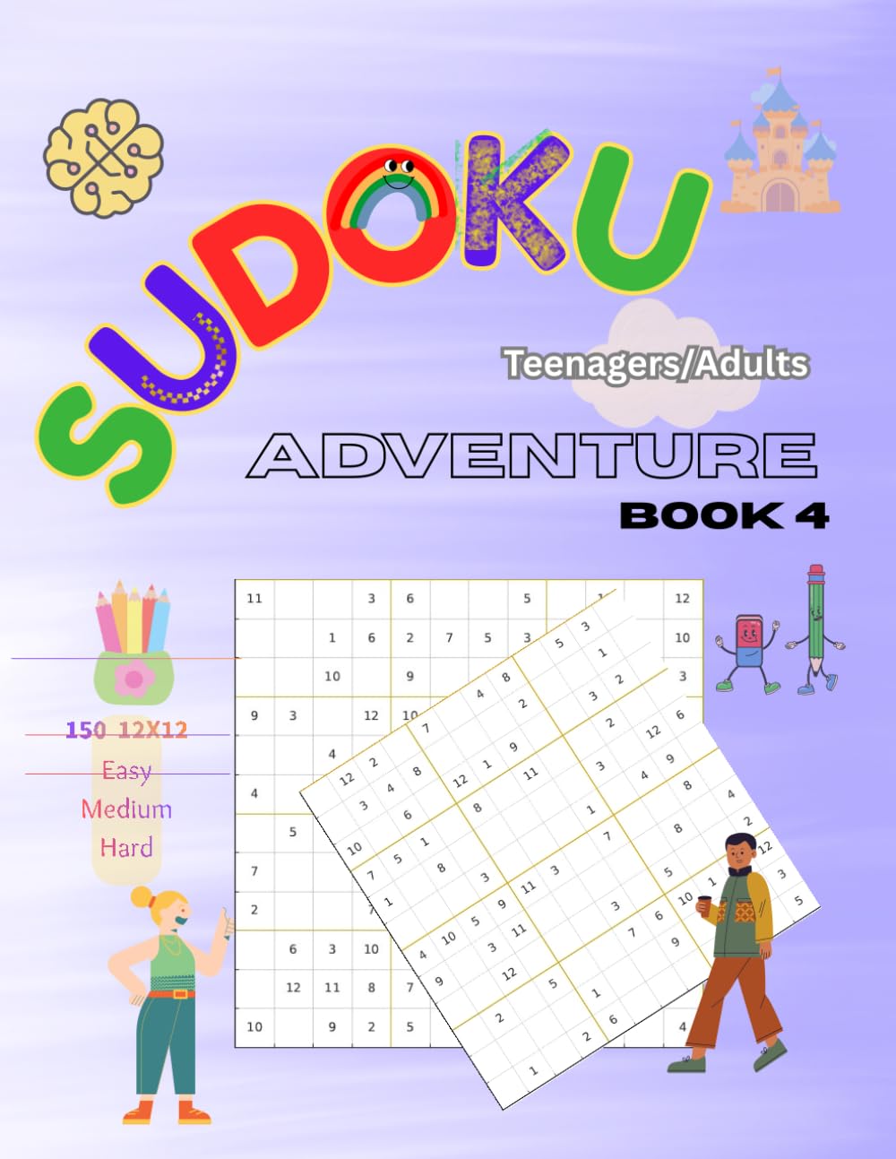SUDOKU Adventure: Book 4 | Teenagers+Adults | 12x12 Grids | Large Print