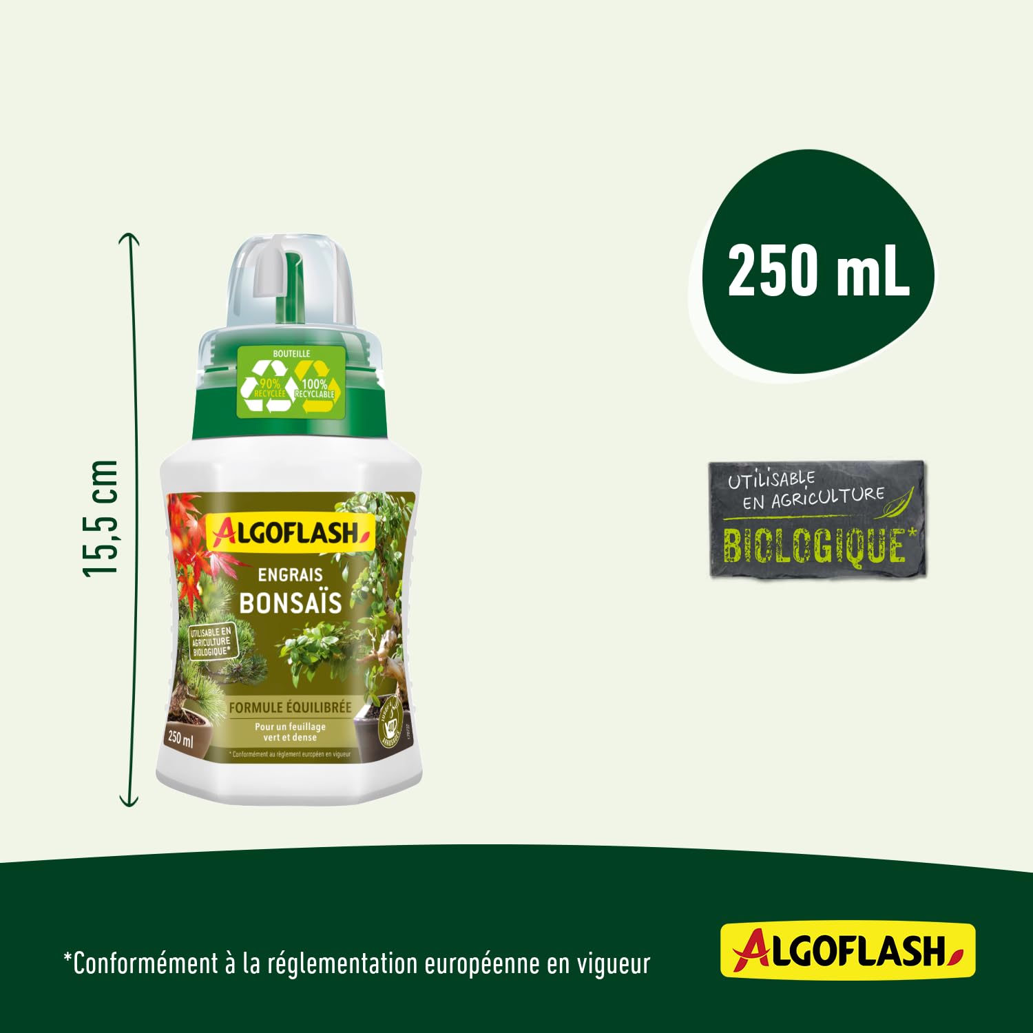 Algoflash Engrais Liquide Bonsaï 250 ML, Utilisable en Agriculture Biologique