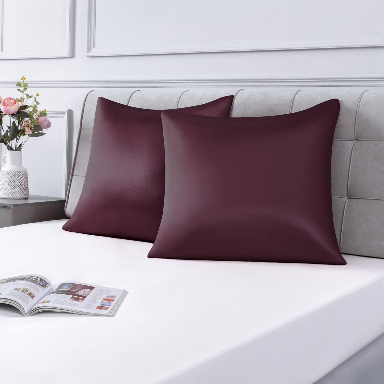 Federa Per Cuscino In Raso 65x65 Cm, Set Di 2 Pezzi, Colore Viola, Senza Cerniera, Per Pelle E Capelli - 3