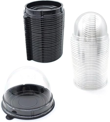 Miniatura 6 de Caja de embalaje Mini contenedor para tartas Mooncake Dome Box Muffin Pod Holder Plástico transparente individual con base negra, 50 unidades